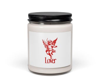 Red Cherub 'Lover' Illustration Candle | Soy 9oz