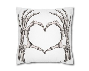 Skeleton Hands Heart Pillowcase | Square Throw Pillowcase