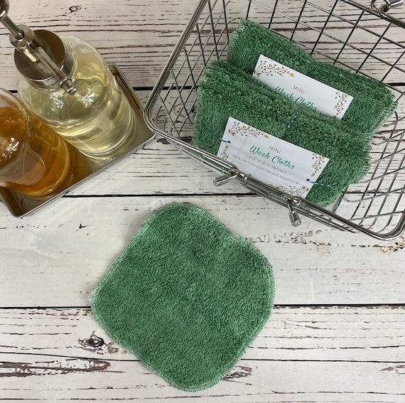 Mini Wash Cloths, Reusable Wash Cloths, Baby Wash Cloths, Small Wash Cloth,  Washcloth, Face Cloth, Make-up Remover, Wash Cloth Set green 