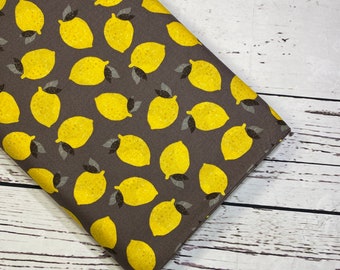 Clothworks Lemonade Just Lemons in Gray, Sold in 1/2 yard increments, Fabric by the Yard