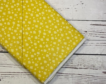Around Town, Yellow with White flowers, by Small Factory by Studio e, Sold in 1/2 yard increments, Fabric by the Yard