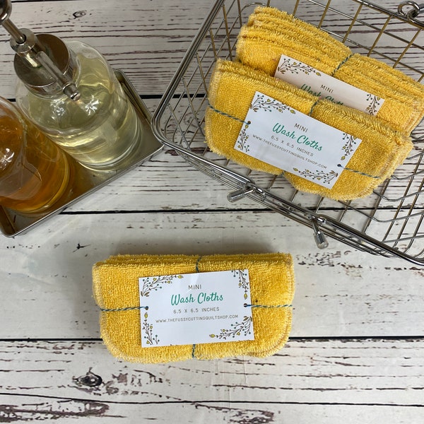 Mini Wash Cloths, Reusable Wash Cloths, Baby Wash Cloths, Small Wash Cloth, Washcloth, Face Cloth, Make-up Remover, Wash Cloth Set (Yellow)