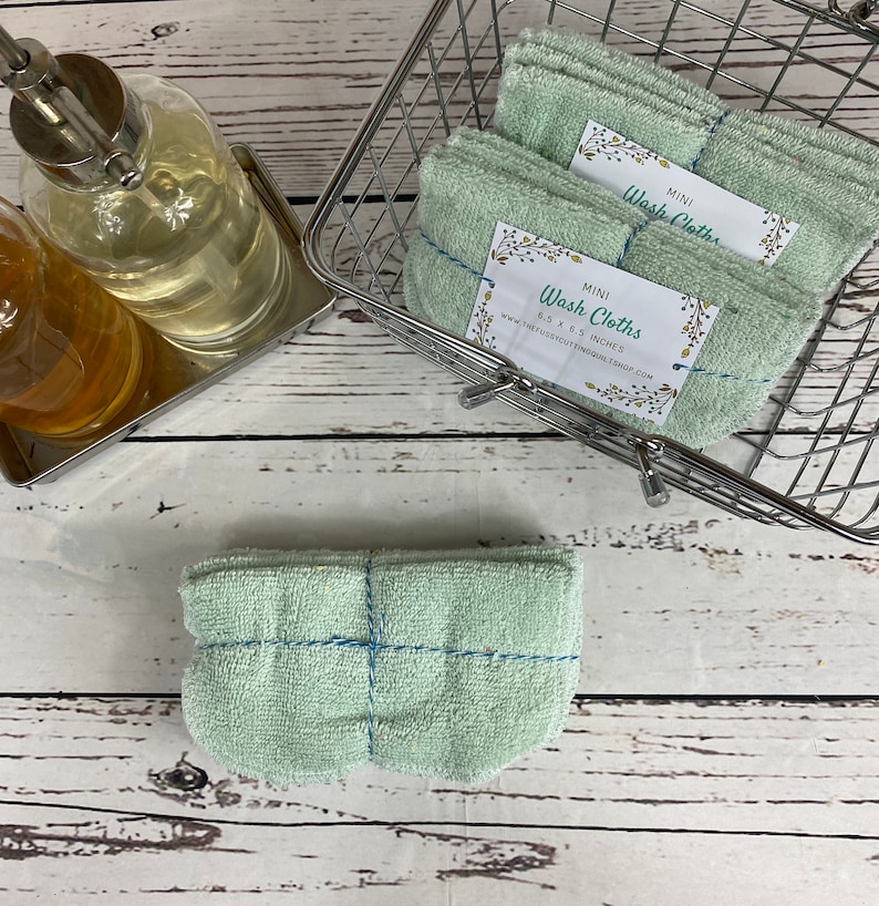 Mini Wash Cloths, Reusable Wash Cloths, Baby Wash Cloths, Small Wash Cloth, Washcloth, Face Cloth, Make-up Remover, Wash Cloth Set Seafoam image 2