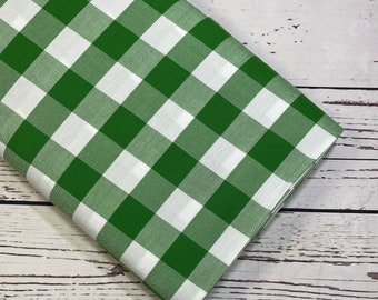 Carolina Gingham 1 inch Green Gingham for Robert Kaufman Fabrics, Sold in 1/2 yard increments, Fabric by the Yard