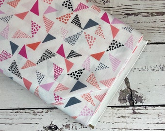 Just Right, Pink Triangles by Michael Miller Fabrics, Sold in 1/2 yard increments, Fabric by the Yard