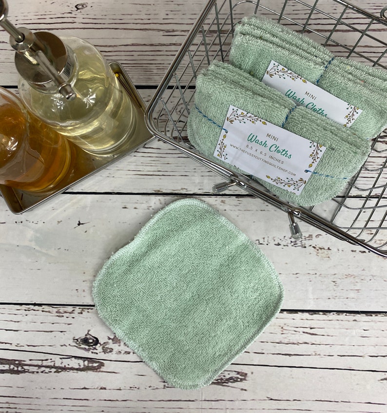 Mini Wash Cloths, Reusable Wash Cloths, Baby Wash Cloths, Small Wash Cloth, Washcloth, Face Cloth, Make-up Remover, Wash Cloth Set Seafoam image 3