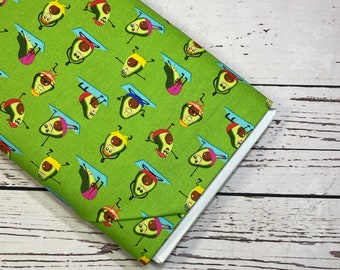 Novelty Yoga Avocados by Fabric Traditions, Sold in 1/2 yard increments, Fabric by the Yard