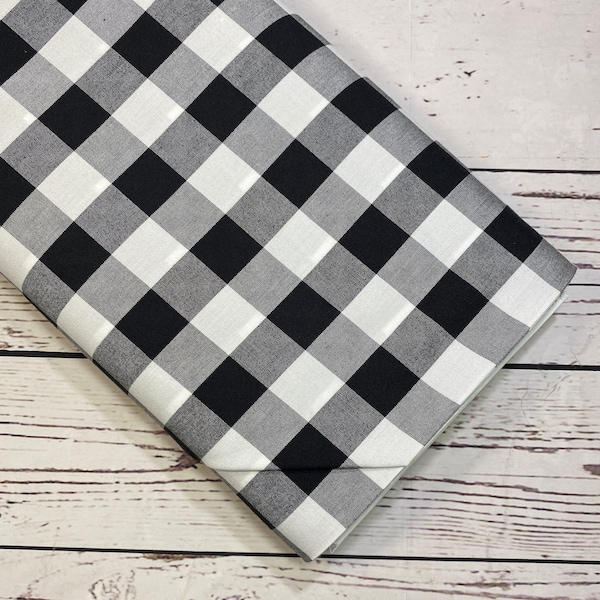 Carolina Gingham 1 inch Black Gingham for Robert Kaufman Fabrics, Sold in 1/2 yard increments, Fabric by the Yard