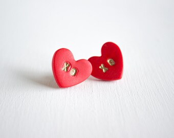 Valentinstag Schatz Studs, XO Herz Valentine Ohrringe