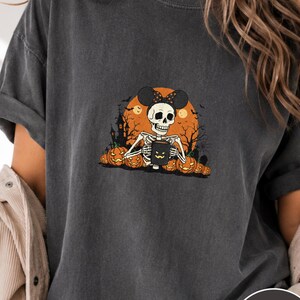 Skeleton Mouse Ears Bow, Comfort Colors Halloween Tee, Spooky Coffee Gift, Fall Season Top