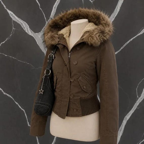 Y2K Faux Fur Jacket Women, Harajuku Gothic Punk Coat, Retro 2000s Japanese Street Style
