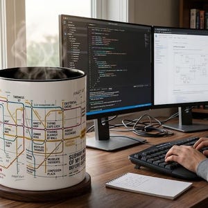 Subway Map Brain Before Coffee Mug | 10 Colour Options, 11oz Ceramic