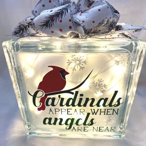 Cardinals Appear When Angels Are Near 6x6 Glass Block Light, Christmas Gift, Decorative Glass Block, Custom Glass Block, Holiday Night Light