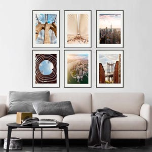 NYC Architecture Photography Wall Art Set of 6, New York City Printable Photo Bundle, Large Format 34x26 Digital Download