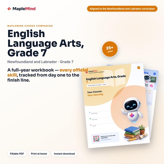 English Language Arts, Grade 7 Course Companion — printable workbook and progress tracker for the English Language Arts, Grade 7 curriculum