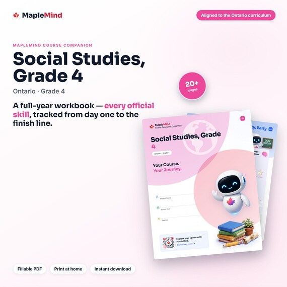 Social Studies, Grade 4 Course Companion — printable workbook and progress tracker for the Social Studies, Grade 4 curriculum