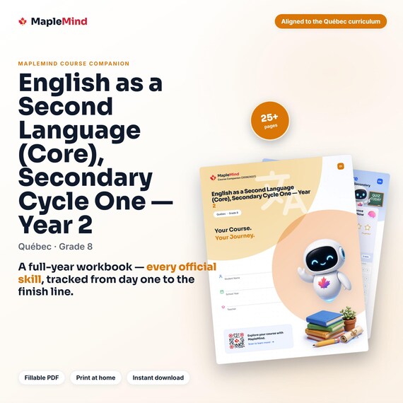 English as a Second Language (Core), Secondary Cycle One — Year 2 Course Companion — printable workbook and progress tracker for the English as a Second Language (Core), Secondary Cycle One — Year 2 curriculum