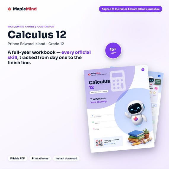 Calculus 12 Course Companion — printable workbook and progress tracker for the Calculus 12 curriculum
