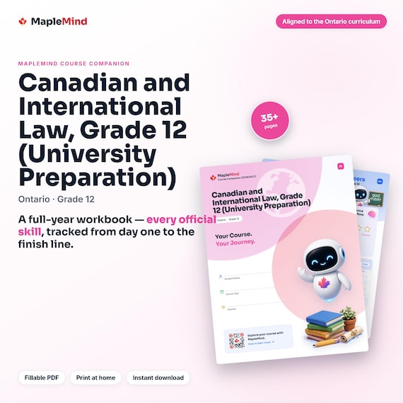 Canadian and International Law, Grade 12 (University Preparation) Course Companion — printable workbook and progress tracker for the Canadian and International Law, Grade 12 (University Preparation) curriculum