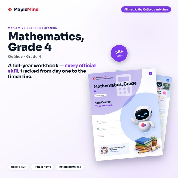 Mathematics, Grade 4 Course Companion — printable workbook and progress tracker for the Mathematics, Grade 4 curriculum