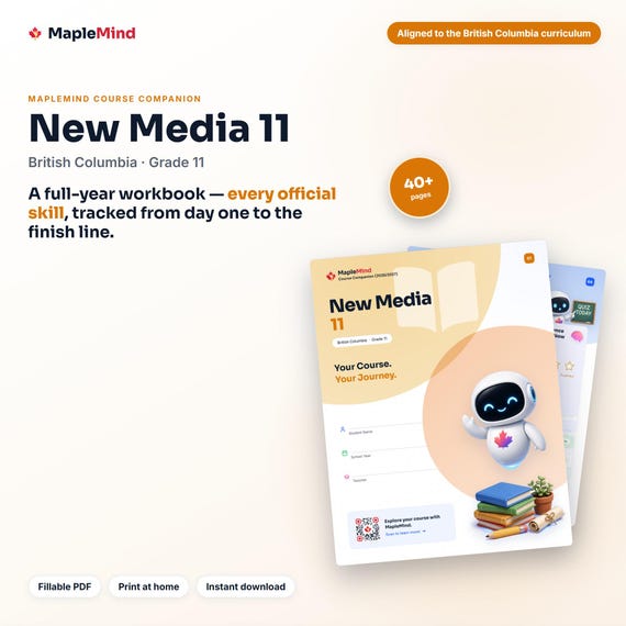 New Media 11 Course Companion — printable workbook and progress tracker for the New Media 11 curriculum