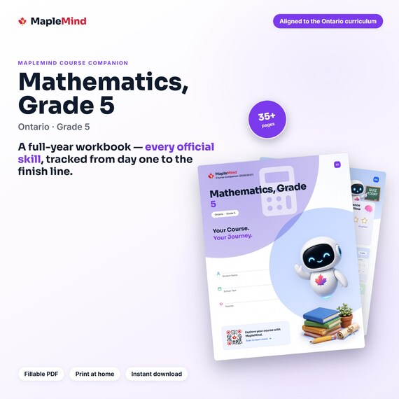 Mathematics, Grade 5 Course Companion — printable workbook and progress tracker for the Mathematics, Grade 5 curriculum