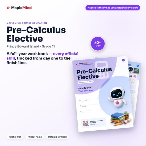 Pre-Calculus Elective Course Companion — printable workbook and progress tracker for the Pre-Calculus Elective curriculum