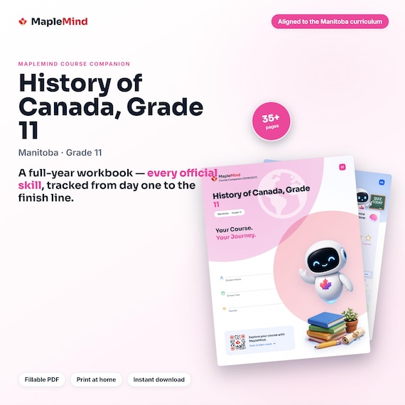History of Canada, Grade 11 Course Companion — printable workbook and progress tracker for the History of Canada, Grade 11 curriculum