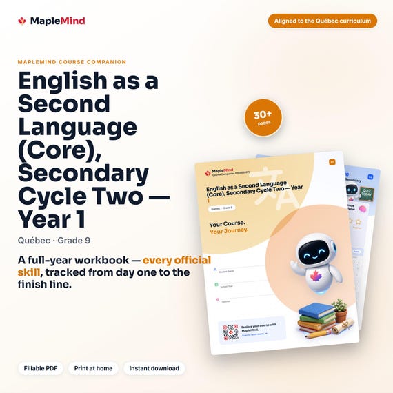 English as a Second Language (Core), Secondary Cycle Two — Year 1 Course Companion — printable workbook and progress tracker for the English as a Second Language (Core), Secondary Cycle Two — Year 1 curriculum