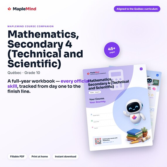 Mathematics, Secondary 4 (Technical and Scientific) Course Companion — printable workbook and progress tracker for the Mathematics, Secondary 4 (Technical and Scientific) curriculum