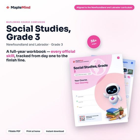 Social Studies, Grade 3 Course Companion — printable workbook and progress tracker for the Social Studies, Grade 3 curriculum