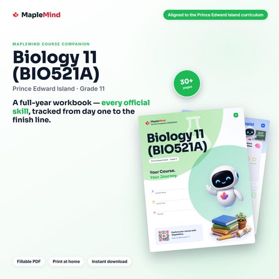 Biology 11 (BIO521A) Course Companion — printable workbook and progress tracker for the Biology 11 (BIO521A) curriculum