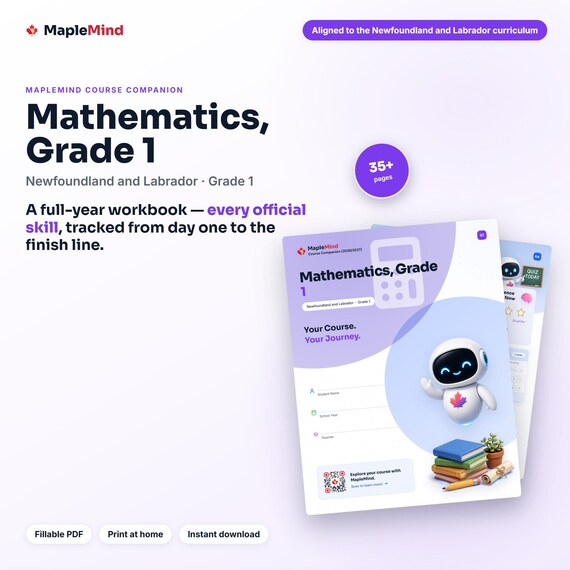 Mathematics, Grade 1 Course Companion — printable workbook and progress tracker for the Mathematics, Grade 1 curriculum