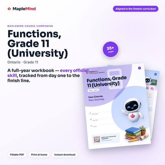 Functions, Grade 11 (University) Course Companion — printable workbook and progress tracker for the Functions, Grade 11 (University) curriculum
