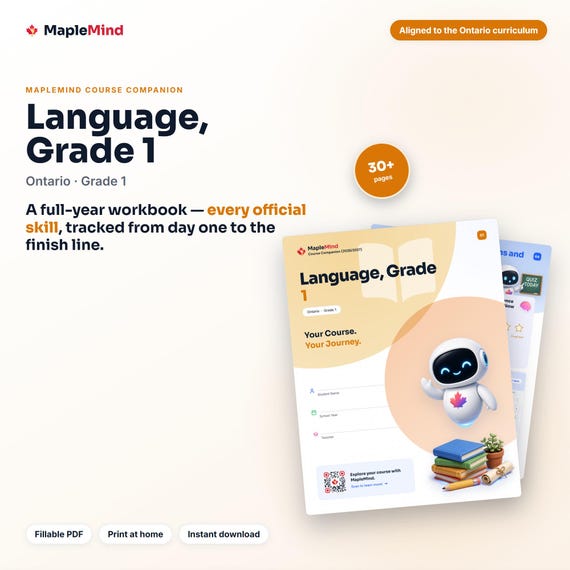 Language, Grade 1 Course Companion — printable workbook and progress tracker for the Language, Grade 1 curriculum