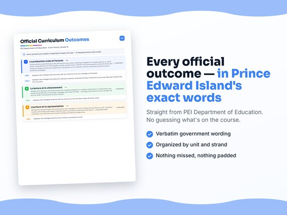 Parent dashboard and progress pages inside the Core French, Grade 12 workbook