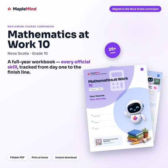 Mathematics at Work 10 Course Companion — printable workbook and progress tracker for the Mathematics at Work 10 curriculum