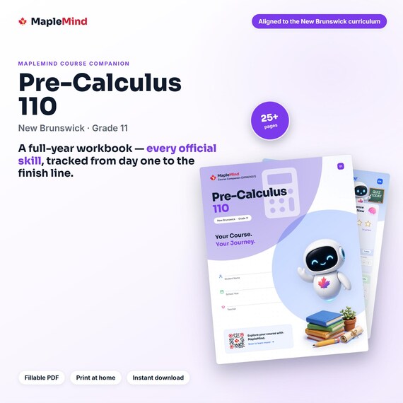 Pre-Calculus 110 Course Companion — printable workbook and progress tracker for the Pre-Calculus 110 curriculum