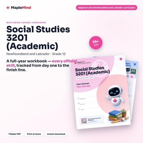Social Studies 3201 (Academic) Course Companion — printable workbook and progress tracker for the Social Studies 3201 (Academic) curriculum