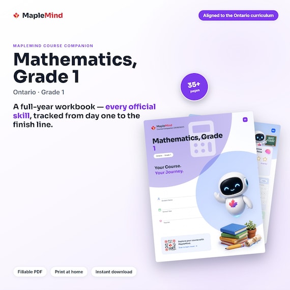 Mathematics, Grade 1 Course Companion — printable workbook and progress tracker for the Mathematics, Grade 1 curriculum