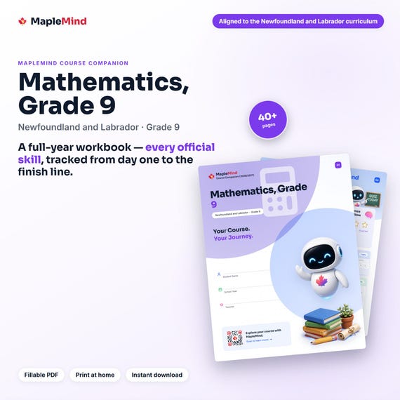 Mathematics, Grade 9 Course Companion — printable workbook and progress tracker for the Mathematics, Grade 9 curriculum