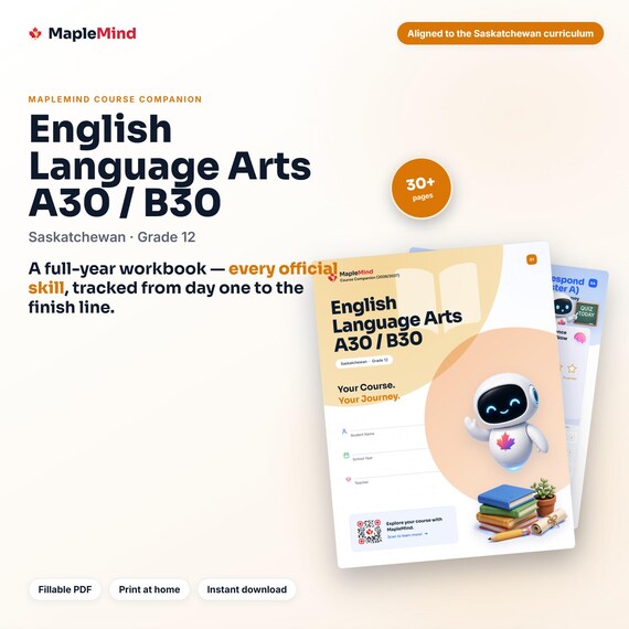 English Language Arts A30 / B30 Course Companion — printable workbook and progress tracker for the English Language Arts A30 / B30 curriculum
