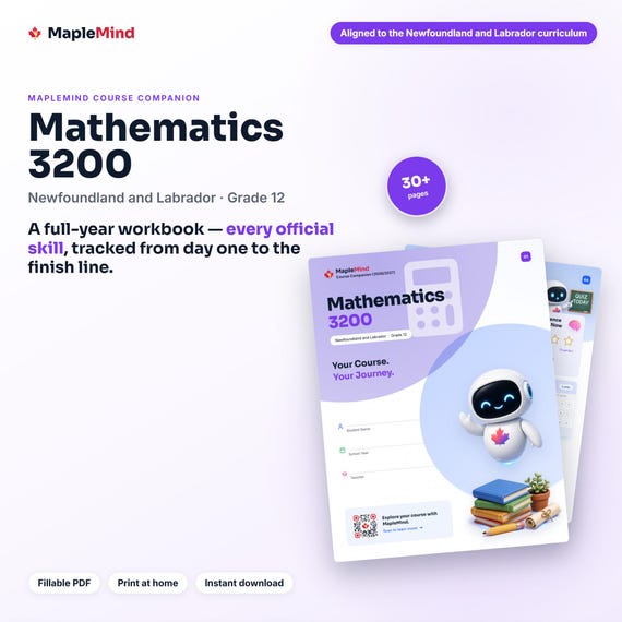 Mathematics 3200 Course Companion — printable workbook and progress tracker for the Mathematics 3200 curriculum