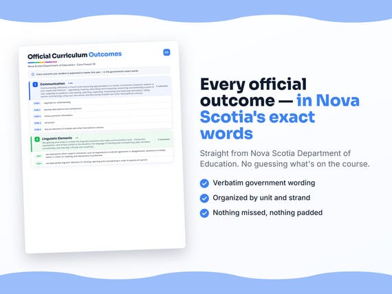 Parent dashboard and progress pages inside the Core French 10 workbook