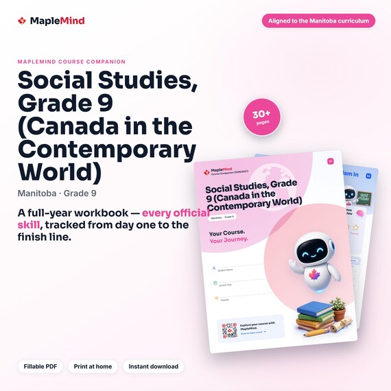 Social Studies, Grade 9 (Canada in the Contemporary World) Course Companion — printable workbook and progress tracker for the Social Studies, Grade 9 (Canada in the Contemporary World) curriculum