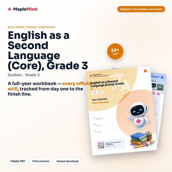 English as a Second Language (Core), Grade 3 Course Companion — printable workbook and progress tracker for the English as a Second Language (Core), Grade 3 curriculum