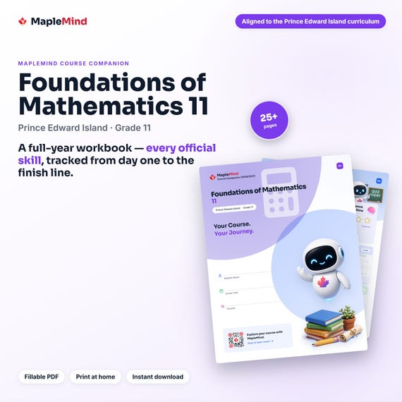 Foundations of Mathematics 11 Course Companion — printable workbook and progress tracker for the Foundations of Mathematics 11 curriculum