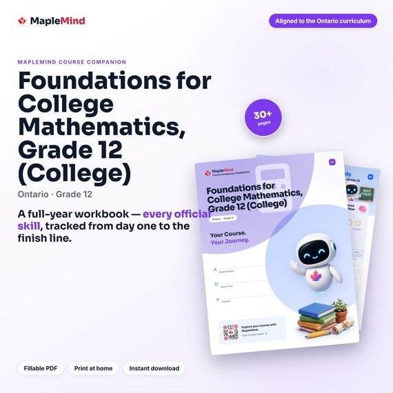 Foundations for College Mathematics, Grade 12 (College) Course Companion — printable workbook and progress tracker for the Foundations for College Mathematics, Grade 12 (College) curriculum