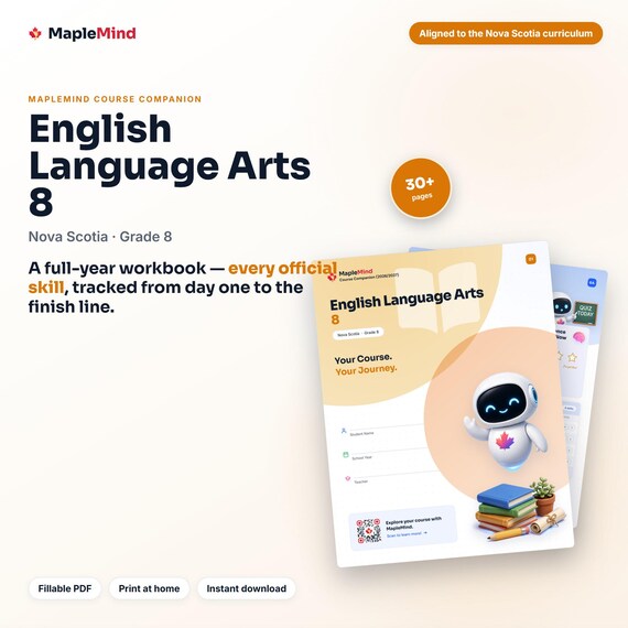 English Language Arts 8 Course Companion — printable workbook and progress tracker for the English Language Arts 8 curriculum