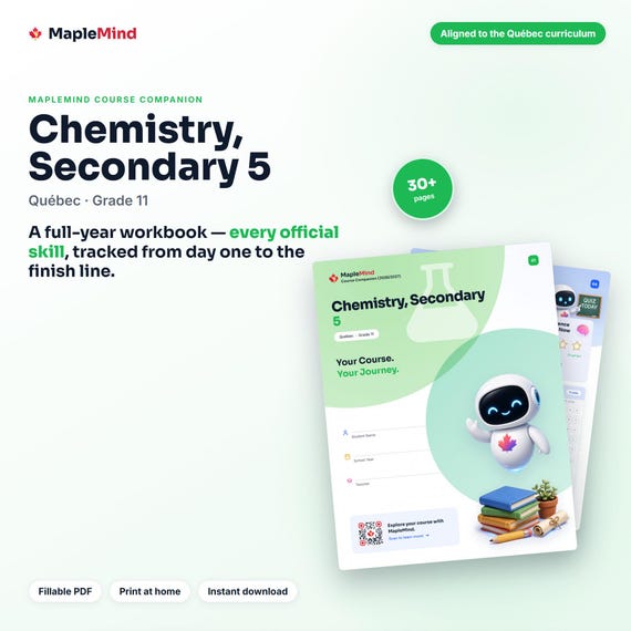 Chemistry, Secondary 5 Course Companion — printable workbook and progress tracker for the Chemistry, Secondary 5 curriculum